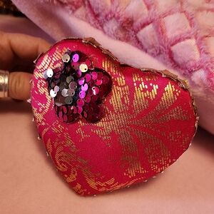Red and Gold Heart-Shaped Sequin Decor